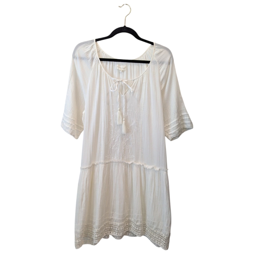 Azure Skies White Cotton Gauze Iambic Dress
